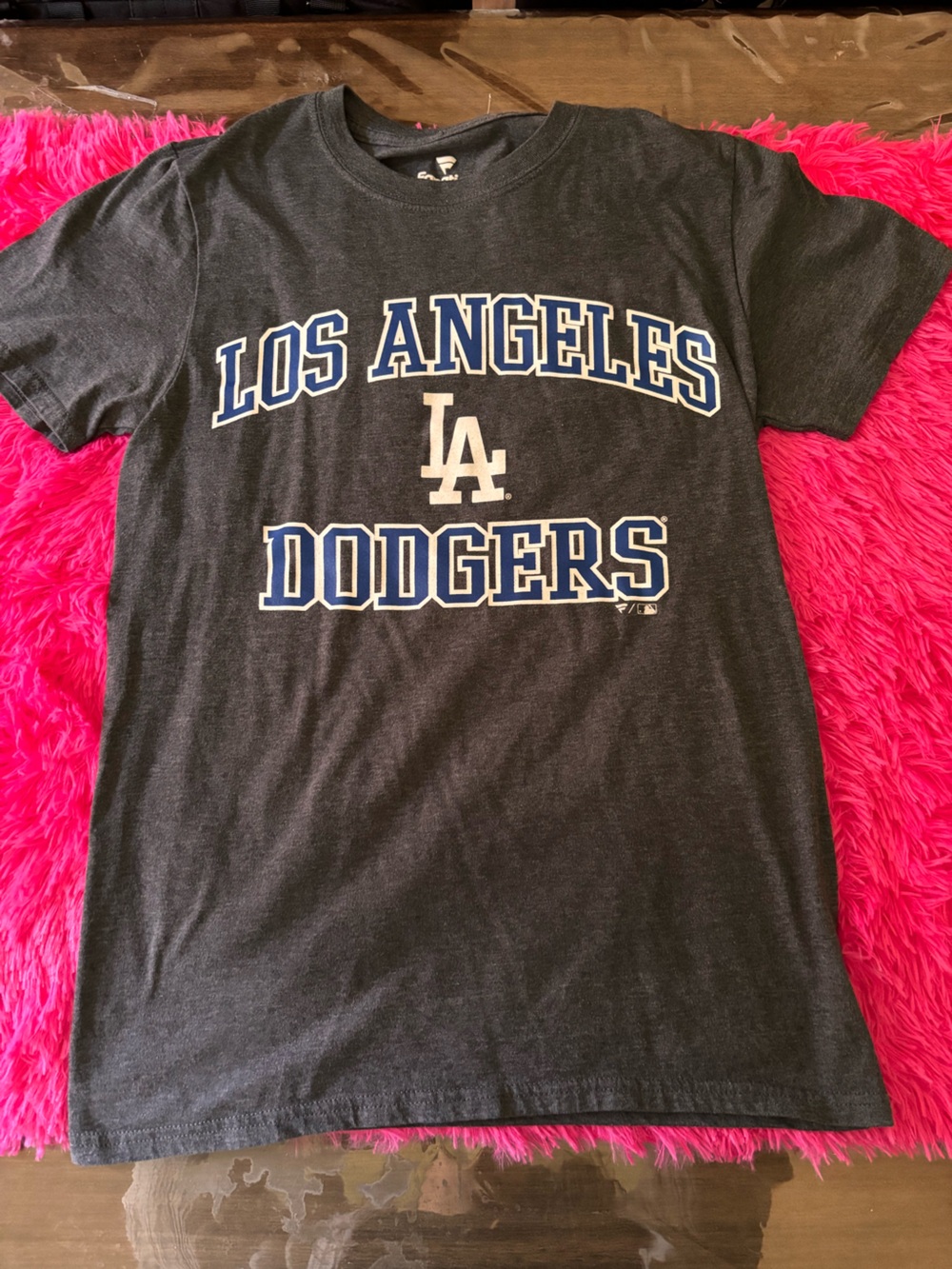 Fanatics Los Angeles Dodgers Gray Short Sleeve Tee with Blue and White Logo